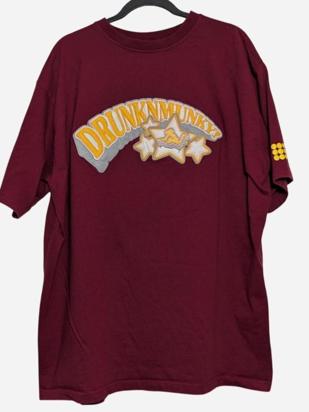 Y2K Drunknmunky Graphic Tee - Maroon Burgundy 2XL